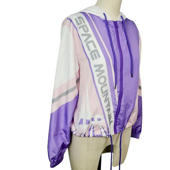 Disney Parks Space Mountain Jacket XS Purple Full Zip‎ Hooded Windbreaker - Picture 2 of 9